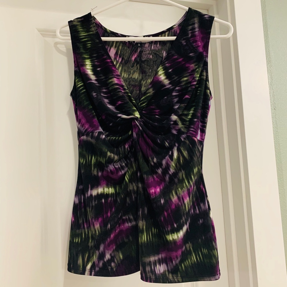 Black Green and Purple Sleeveless Blouse
